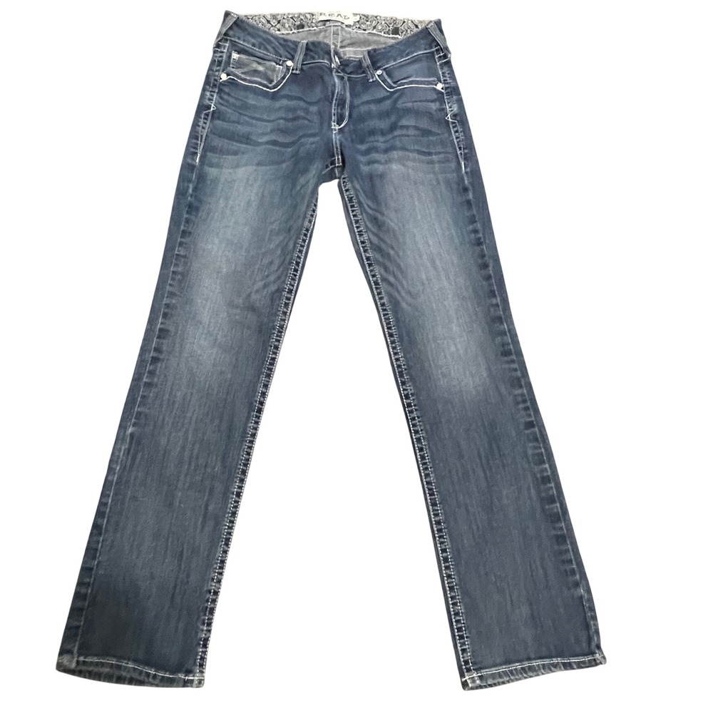 Ariat REAL Mid Rise Stretch Ivy Straight Jeans Women 32L Blue Dresden Western